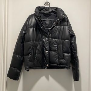 Hollister vegan leather puffer jacket